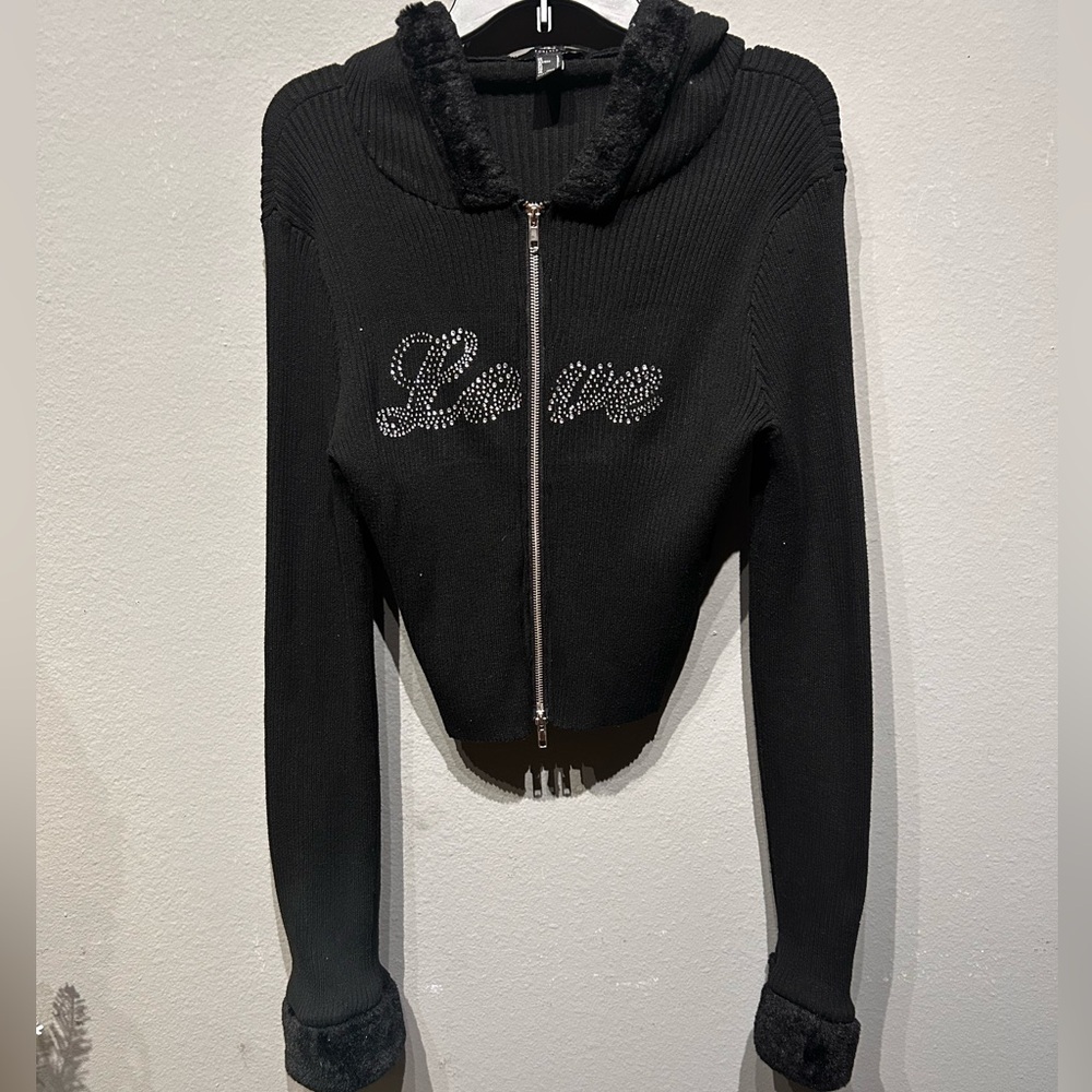 Forever 21 Black Fleece-Lined Zip-Up Jacket